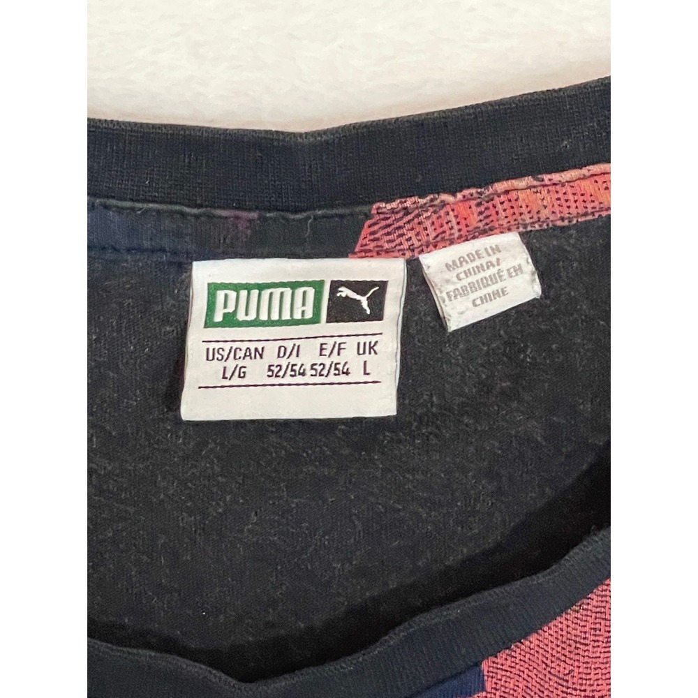 Puma Tropical Men's Large T-Shirt Black Short Sleeve Large Puma Logo Vintage - Picture 3 of 7